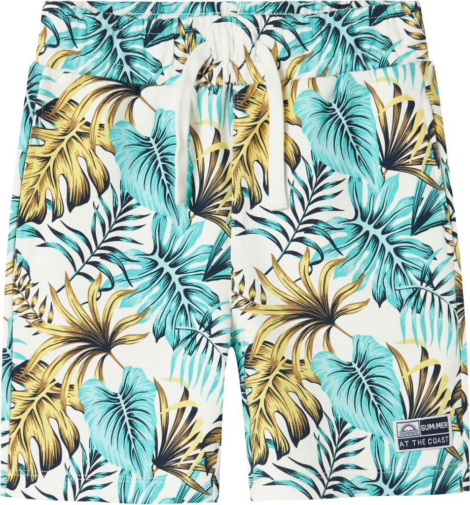 NAME IT Bermuda-Shorts mit tropischem Muster und Kordelzug Größe: