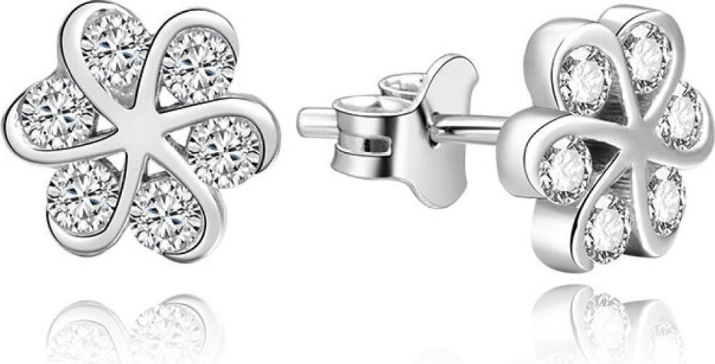 Silver earrings flowers AGUP1199