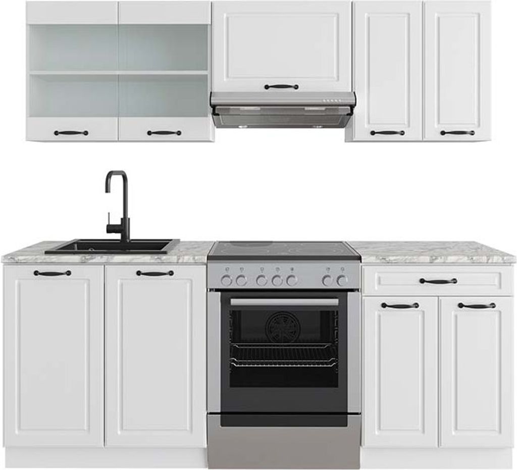 Küchenzeile Vicco R-Line Weiß Landhaus/Weiß 200 cm , AP Produktbild 