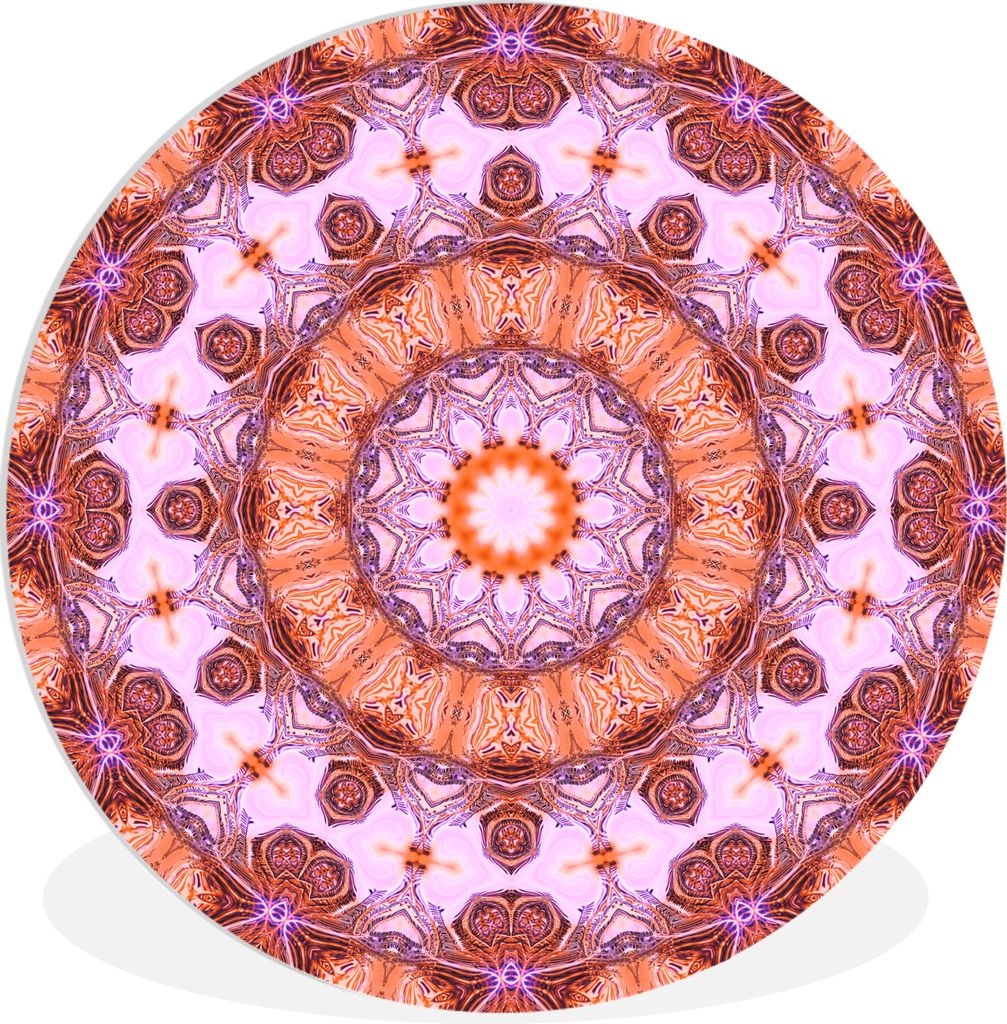MuchoWow Rundes Wandbild - Runde Bilder Mandala-Kaleidoskop Ø 30 cm Kreis Wanddekoration Kunststoff - Wandkreis - Wandschmuck - Schlafzimmer - B...