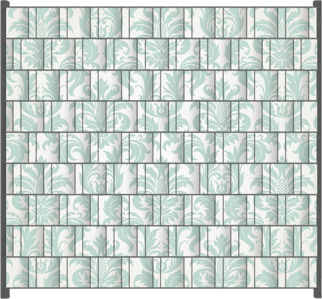 Wallario Zaunsichtschutz mit Motiv Königliche Schnörkelei in weiß und grün für Ein- und Doppelstabmatten Zäune in der Größe 200 x 180 cm