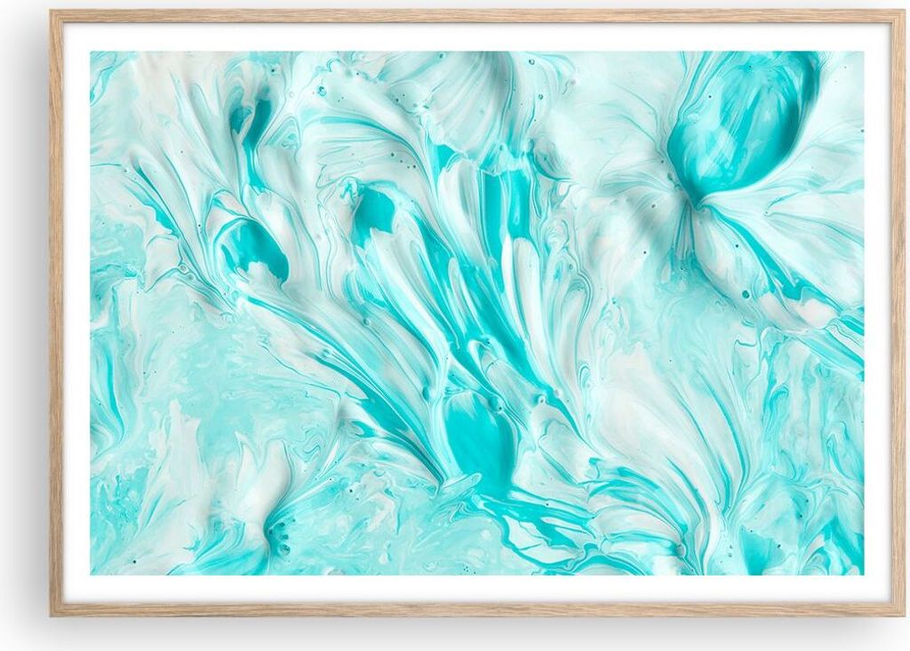 Gerahmtes Poster - Rahmen in heller Eiche - Blume Abstraktion - 100x70 cm - Wand Bild - Wanddeko - Wandbilder - Wandposter - Bilderrahmen - Bilder ...