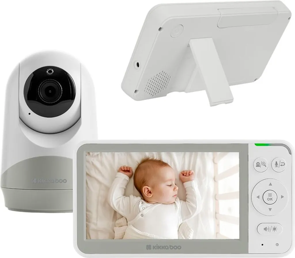 Kikka boo Rhen Babyphone Caméra Vidéo 5 Pouces avec Mode ECO Blanc