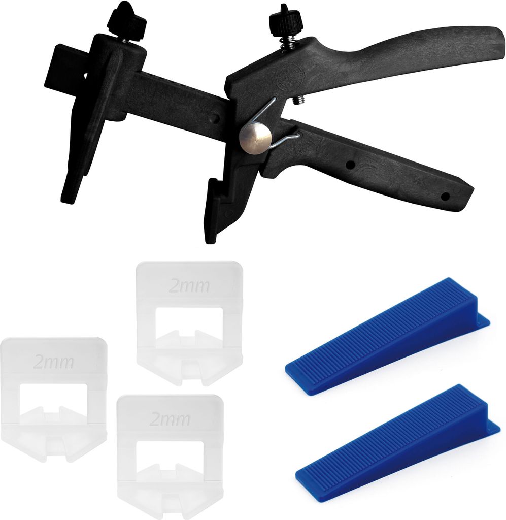 Fliesen Verlegehilfe 1mm 100 Zuglaschen 50 Keile Zange Lantelme Fliesen Abstandshalter Nivelliersystem Verlegehilfe für Fliesenhöhe von 3mm bis 15mm