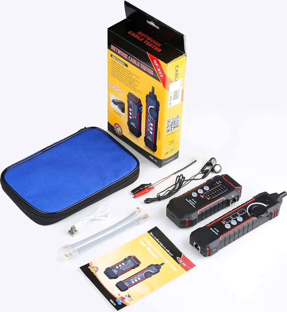 Tester per cavi di rete, funzione di continuità e lampeggio delle porte, compatibilità RJ11/RJ45, NF-802