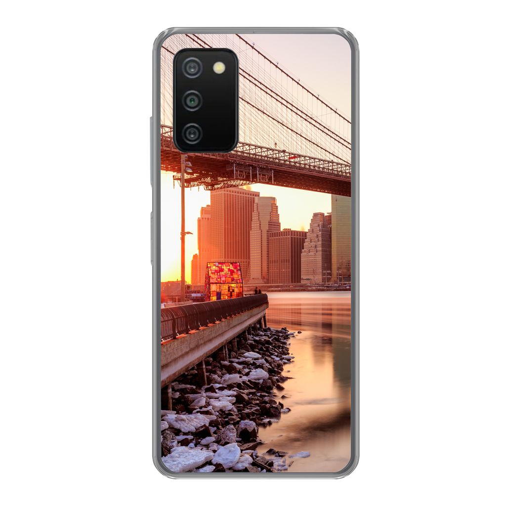 MuchoWow Handyhülle Schutzhülle Hülle für Samsung Galaxy A03s New York - Brooklyn - Brücke Silikon Softcase Handy Hülle - Schutz