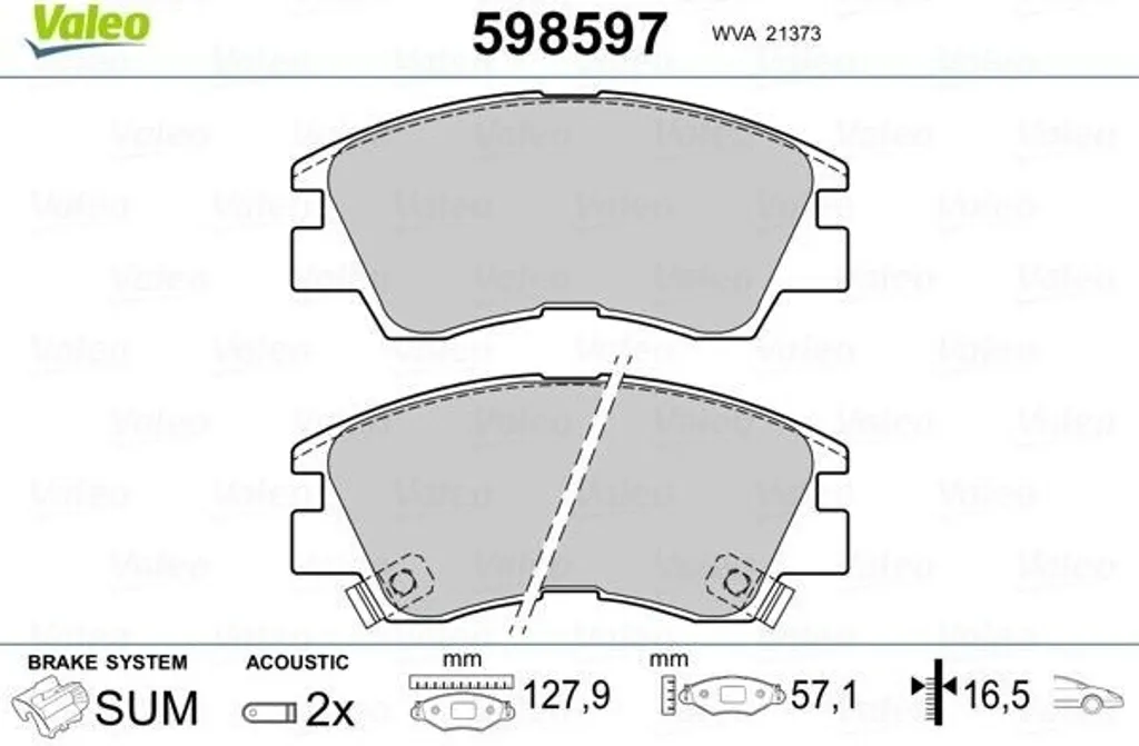 Plaquettes de frein avant VALEO 598597 pour Toyota Corolla et Avensis