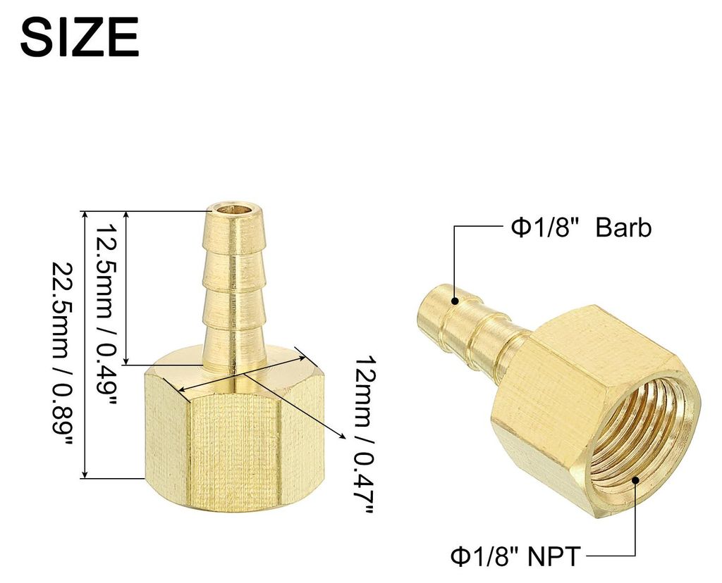 2 Stš¹ck Messing Schlauchstutzen, 1/8" Bard x 1/8" NPT Weiblich Messing Schlauchstutzen Rohrfitting Adapter zum Verbinden von Rohren Mechanische ...