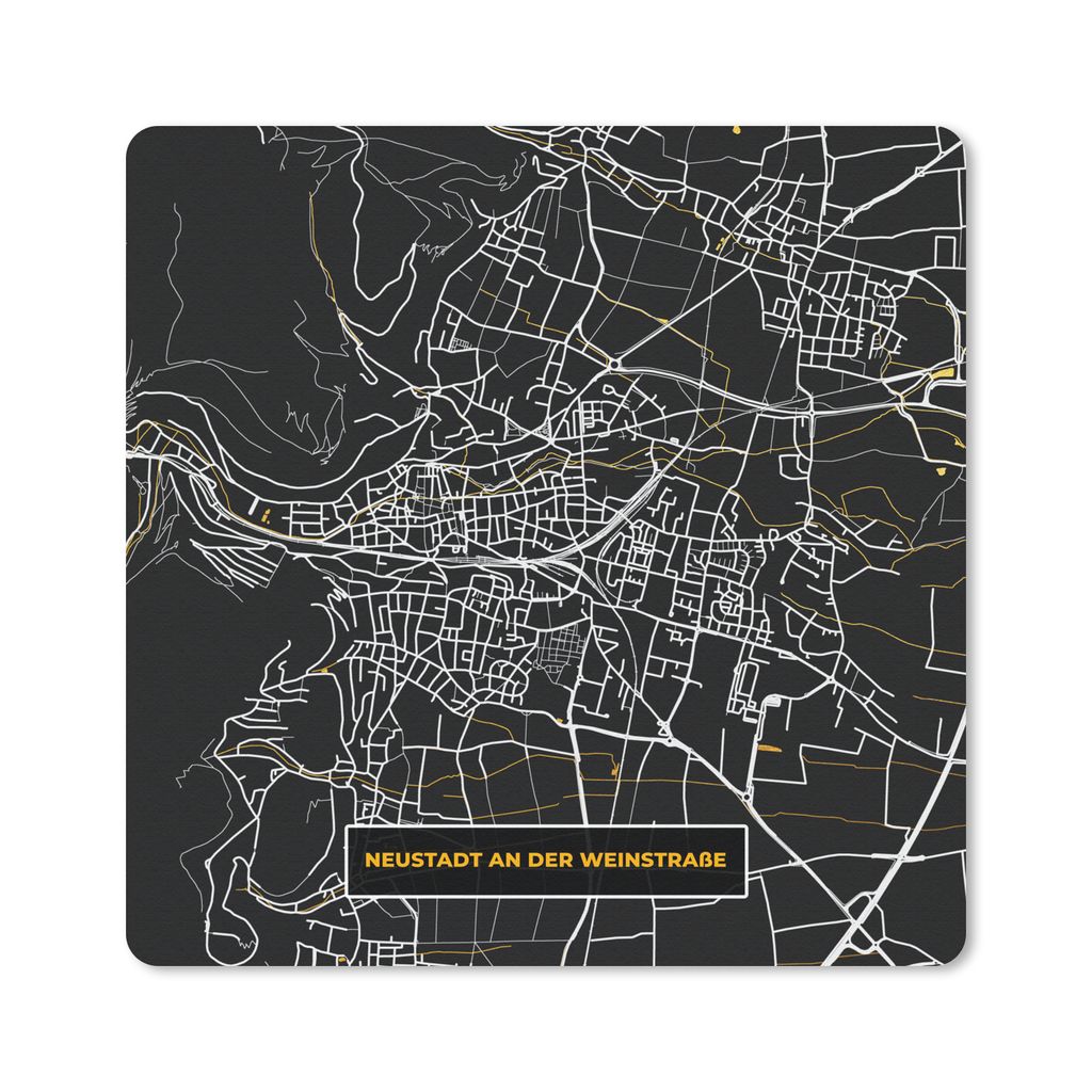 MuchoWow Mauspad Mousepad Deutschland - Schwarz und Gold - Neustadt an der Weinstraße - Stadtplan - Karte 30x30 cm - Mousepads - Maus Mat - Pad ...