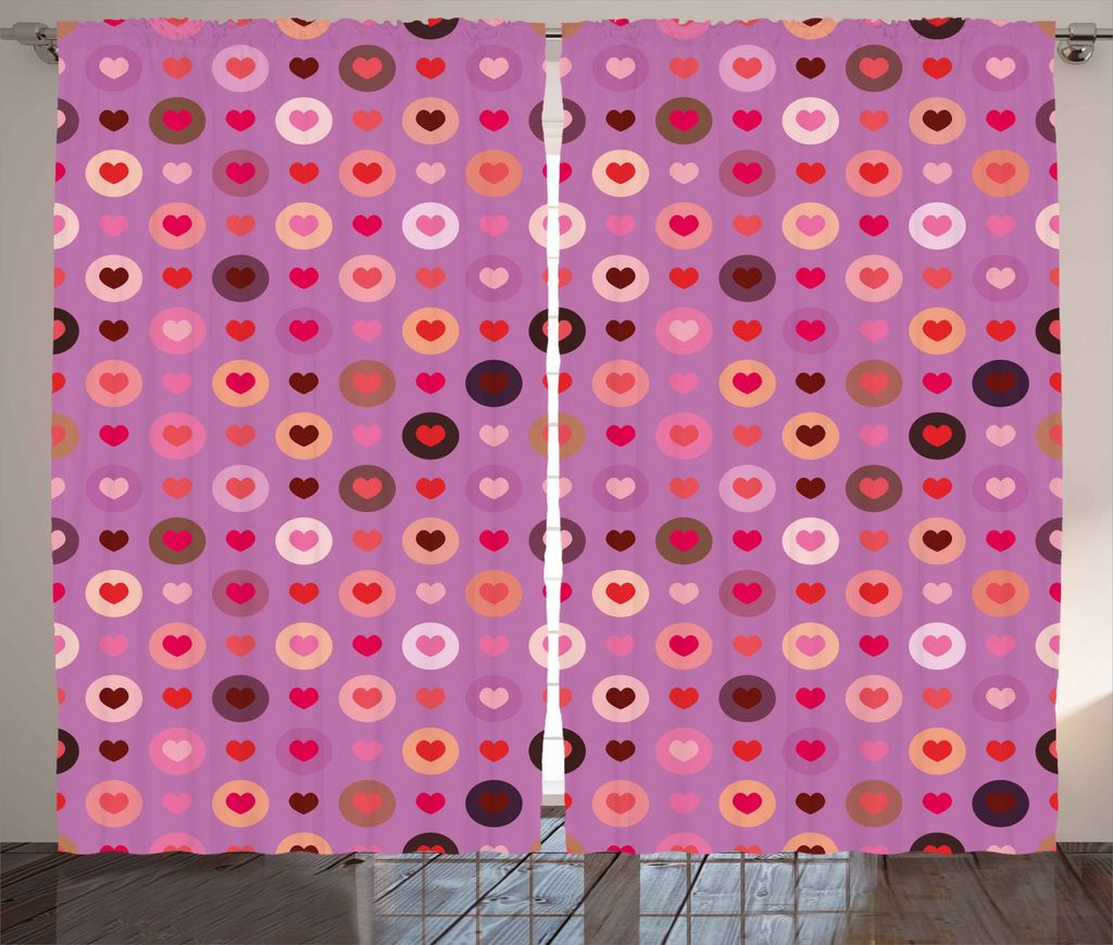 ABAKUHAUS Abstrakt Rustikaler Vorhang, Valentine Romanze Liebe, Wohnzimmer Universalband Gardinen mit Schlaufen und Haken, 280 x 175 cm, Fuchsienfa...