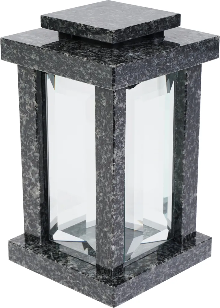 Lampe funéraire carrée en granit Impala - Lanterne de deuil 15x15x25cm