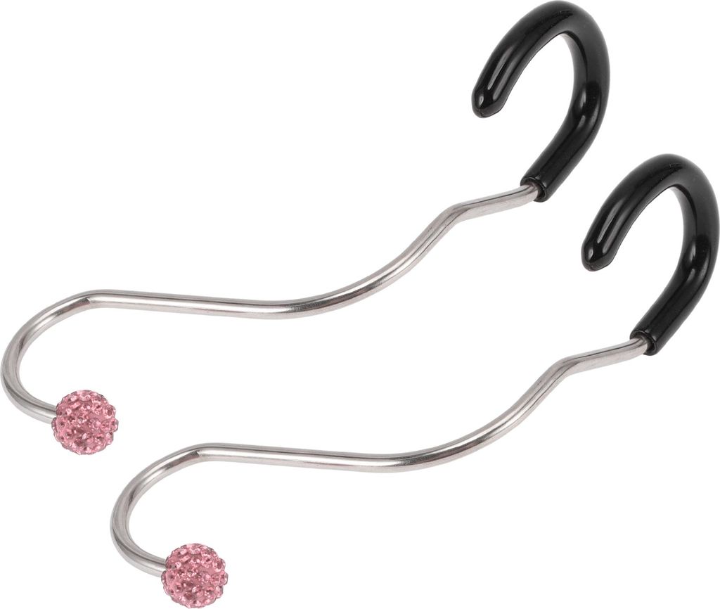 2 Stück für Geldbörsen und Taschen, Regenschirm usw. Auto Kopfstützenhaken Robuste Auto Rücksitz Organizer Haken Pink Strasssteine 11,5 cm x 3...