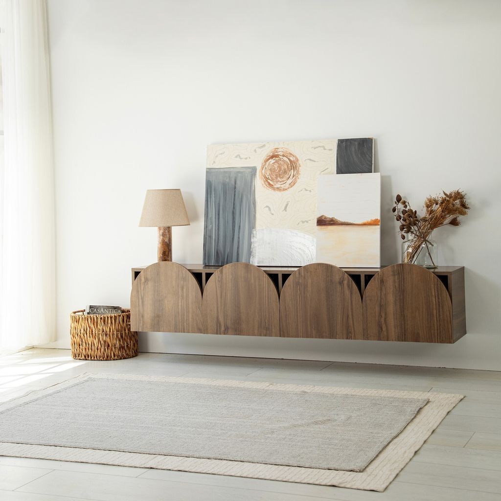 Skye Decor, Mesta Walnut, TV-Ständer, 100 % MELAMINBESCHICHTETE SPANPLATTEN, Nussbaum, 180 x 35 x 35 cm