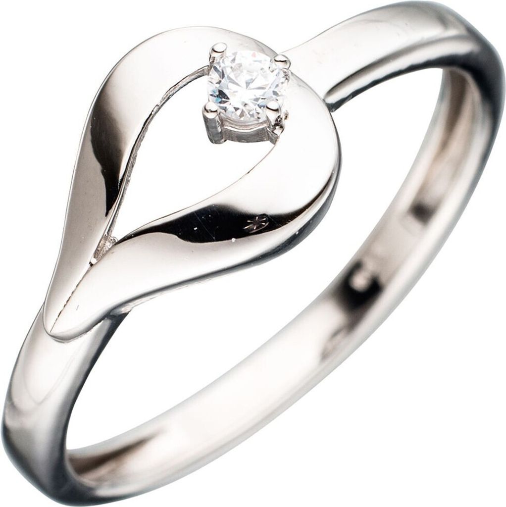 Ring Damenring Goldring Tropfen mit Zirkonia weiß 333 Gold Weißgold Damen Innenumfang 54mm Ø17.2mm