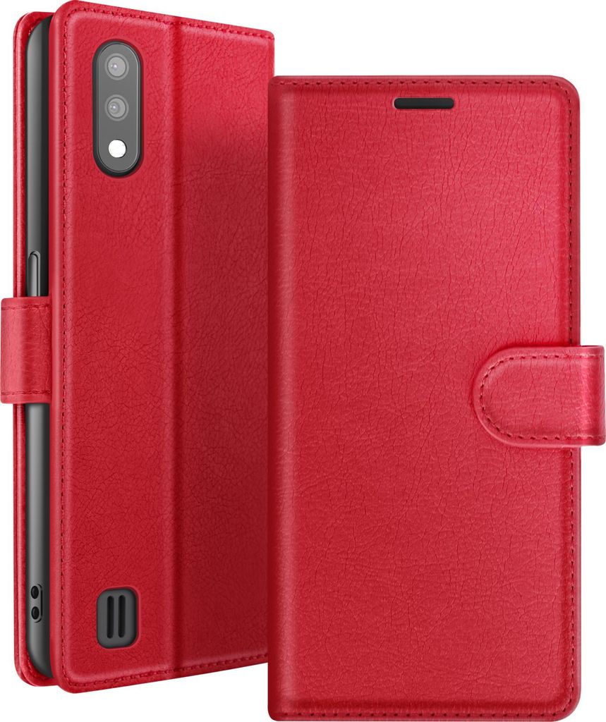 Zanaé, Portemonnaie Etui Galaxy A01 mit Ständer und Magnetlasche, Rot