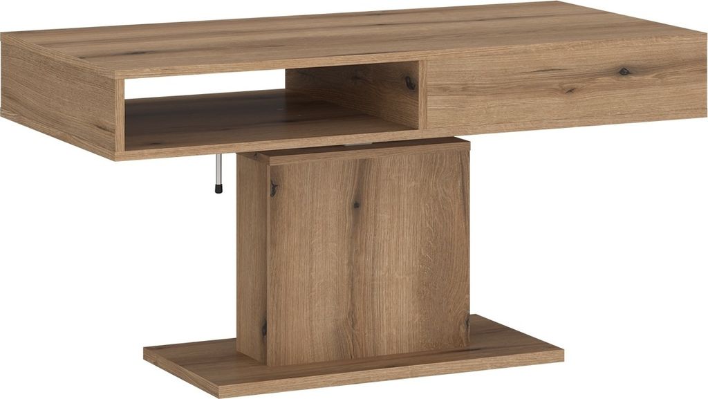 Couchtisch >CORTADO< höhenverstellbar bis 80cm, Schublade, in Evoke Eiche Nachbildung - 110x60/80x65cm (BxHxT)