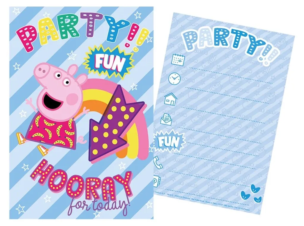 Invitations Peppa Pig pour organiser un anniversaire thématique enfant