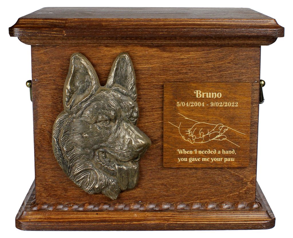 Deutscher Schäferhund II Personalisierte Hundeurne mit Gravur und Relief, Erinnerungsbox für Hundeknochen von der Marke Art-Dog
