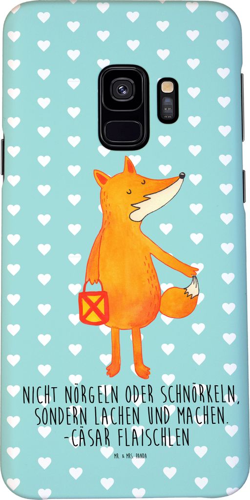 Mr. & Mrs. Panda Samsung Galaxy S9 Handyhülle Fuchs Laterne - Türkis Pastell - Geschenk, Sankt Martin, Hülle, Handy Schutzhülle, Smartphone, Ca...