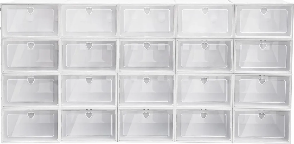 Boîte à chaussures lot de 20 anti-poussière pliables plastique blanc