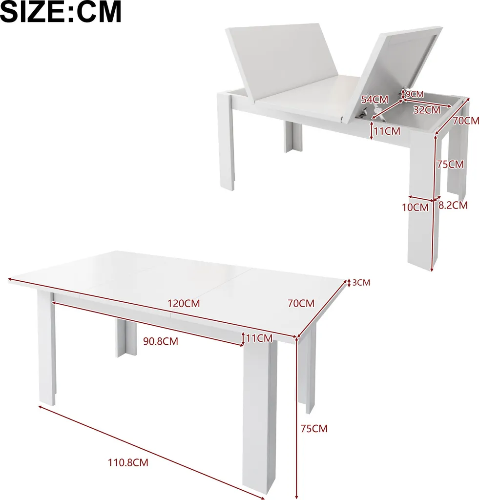 Table de loisirs moderne avec espace de rangement intégré