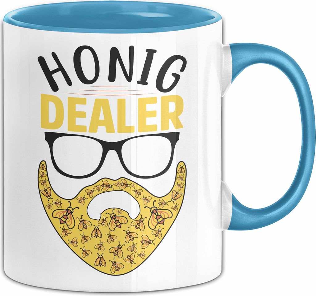 Imker Tasse Geschenk Bienen Honig Dealer Sonnenbrille Bienen-Liebhaber Imkerei (Blau)