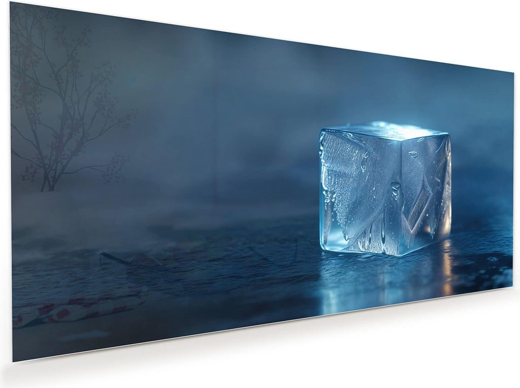 Glasbild 110x55cm in XXL für Wohnzimmer, Schlafzimmer Motiv Eiswürfel