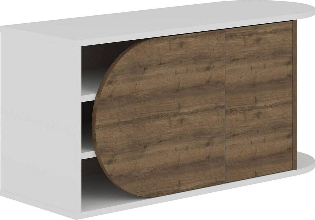 Schuhschrank Marathus, Schuhregal, Mehrzweck-Eingangsgarderobe, Möbel für Schuhe, 104x37 h50 cm, Walnuss und Weiß
