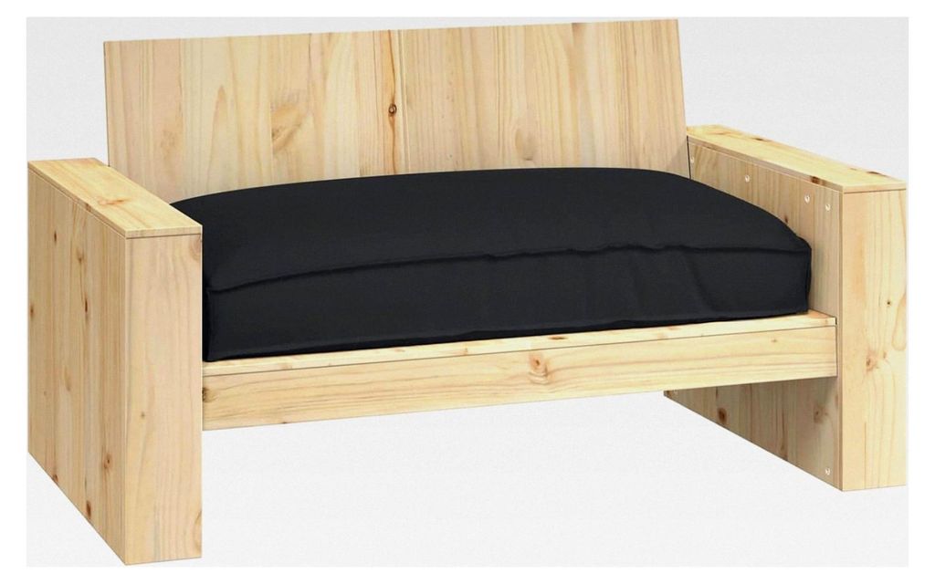 Kissen Schwarz 120 x 80 x 12 cm aus Oxford-Stoff für Terrasse, Garten, Balkon