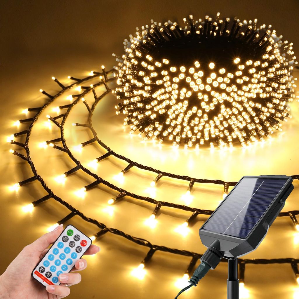 SALCAR 800 LED Solar Lichterkette Aussen 16m Cluster Produktbild 