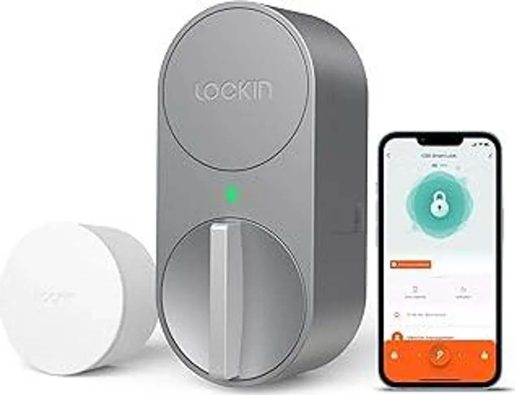 Lockin Serratura intelligente G30, controllo tramite Wi-Fi e app, blocco automatico, compatibile con Alexa e Google, serratura elettronica keyless entry, grigio