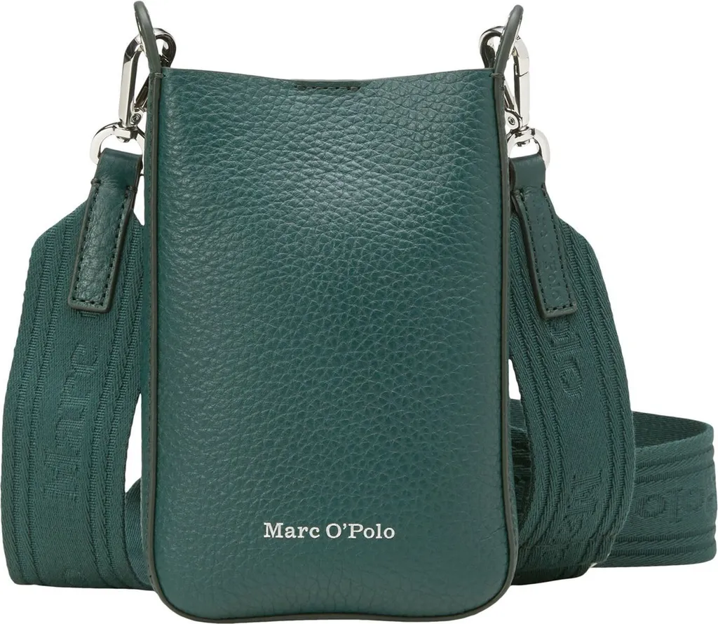 Petit Sac Bandoulière pour Smartphone en Cuir Grainé Vert Marc O'Polo