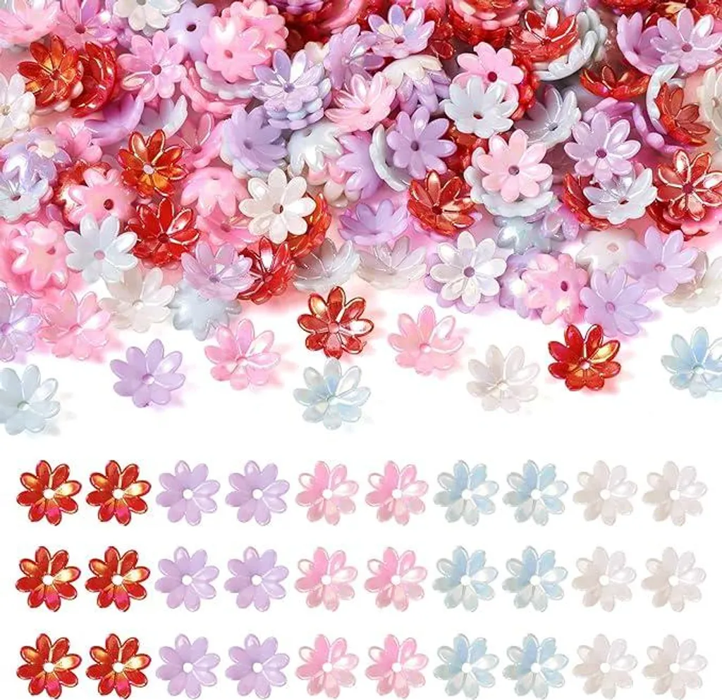 Fournitures Bijoux DIY : 200 Fleurs en Acrylique pour Bracelets et Colliers