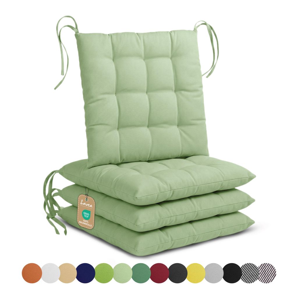 Lavea® Sitzkissen 40x40 cm - 4er Set,  mit Stoffbändern – Produktbild 