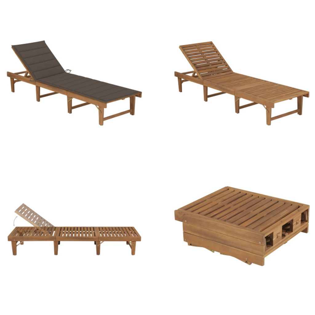 vidaXL Klappbare Sonnenliege mit Auflage Akazie Massivholz - Sonnenliege - Sonnenliegen - Holz Sonnenliege - Holz Sonnenliegen