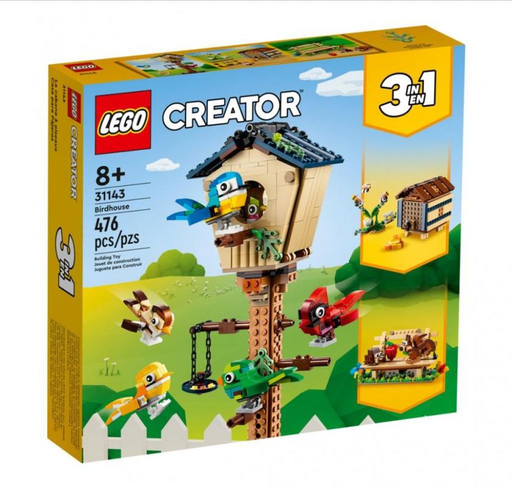 LEGO 31143 Creator 3in1 Vogelhäuschen, Vogel-, Igel- und Produktbild 