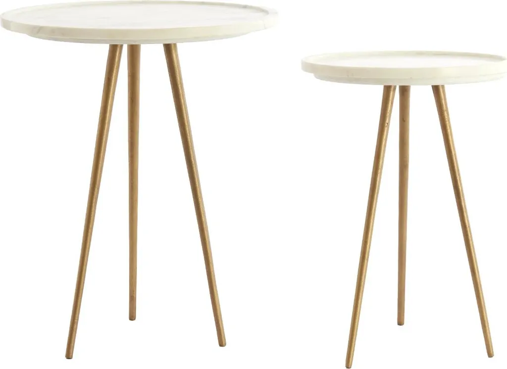 Petite table ronde marbre et bronze antique PRATO luxe Light & Living