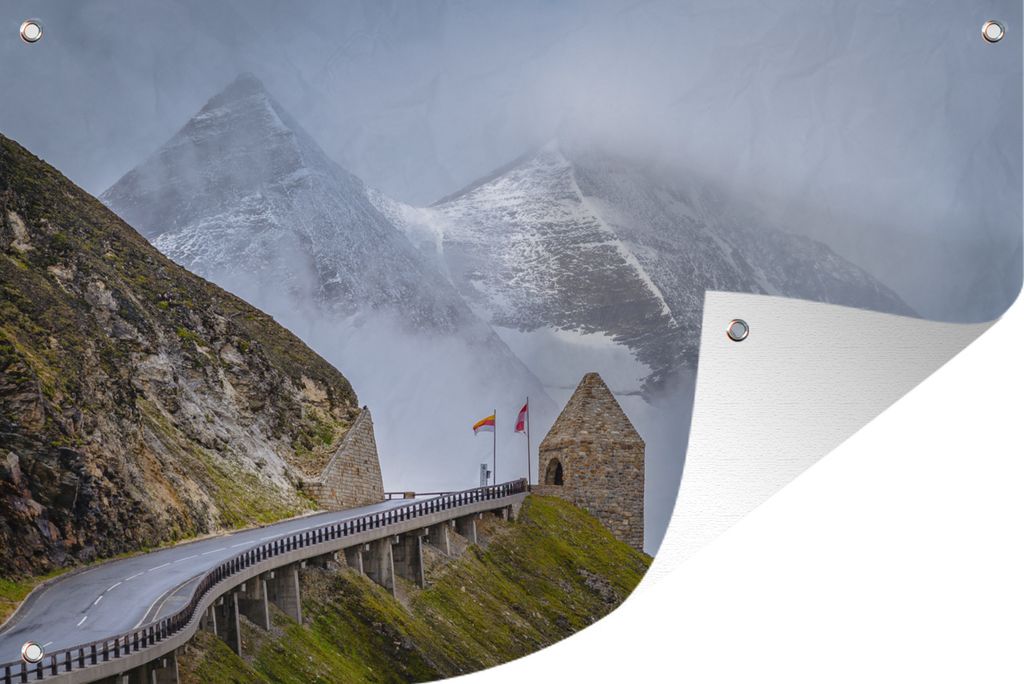MuchoWow 90x60 cm Outdoor-Poster Gartendeko Sichtschutz Garten Poster für den Garten Berge hinter der Großglockner Hochalpenstraße in Europa