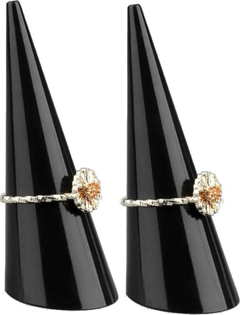 Porta Anelli in Acrilico Nero per Anelli a un Dito | Espositore 2pz