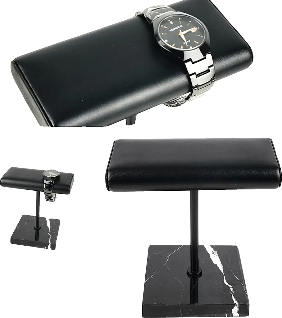 Présentoir de montres avec base en marbre noir stable Modèle Lux-01