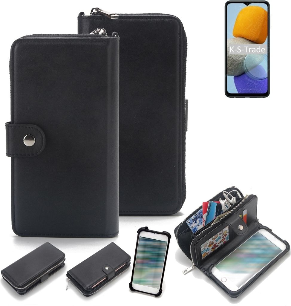 K-S-Trade 2in1 Handyhülle Schutzhülle kompatibel mit Samsung Galaxy M23 & Portemonnee Cover Handy Hülle Case Etui Geldbörse Wallet Bookstyle