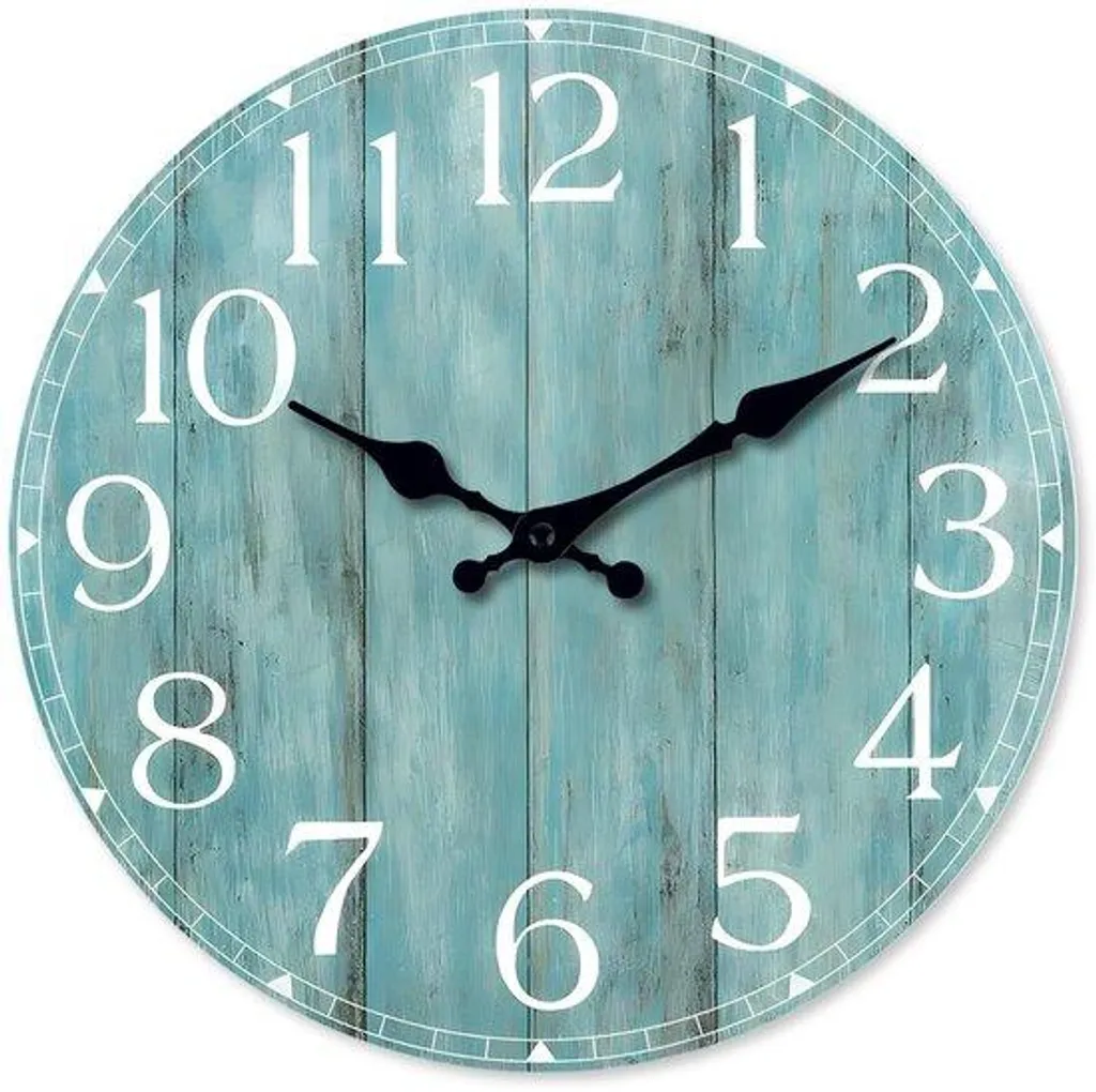 Grande horloge décorative turquoise 35 cm silencieuse pour salon moderne