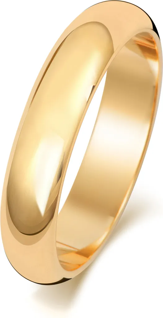 Alliance Anti-Rayures en Or Jaune 375/1000, Bague Forme D Confort 4mm T49