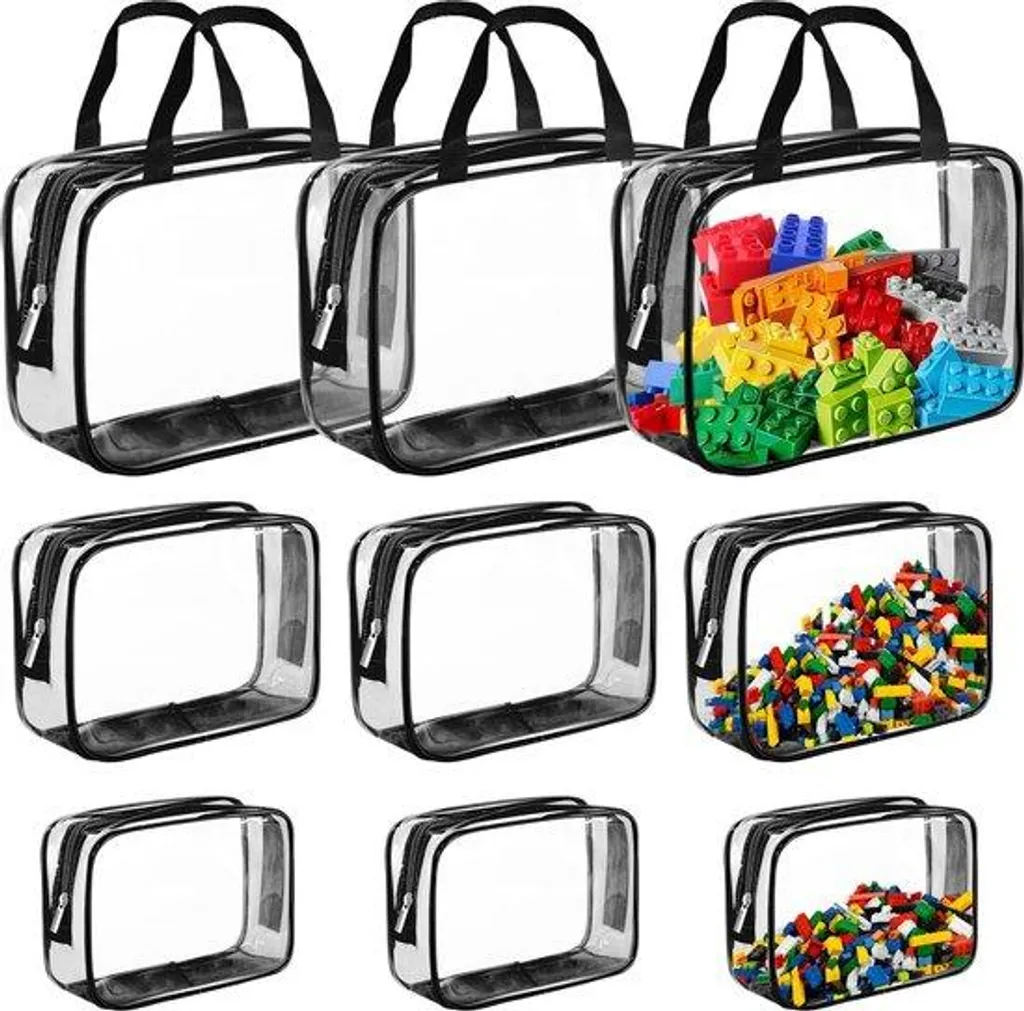 Trousse de toilette imperméable et transparente avec bordure noire x9