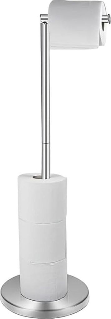 Freistehender Toilettenpapierhalter, Papierspender aus Edelstahl, Toilettenpapierhalterständer (Silber)