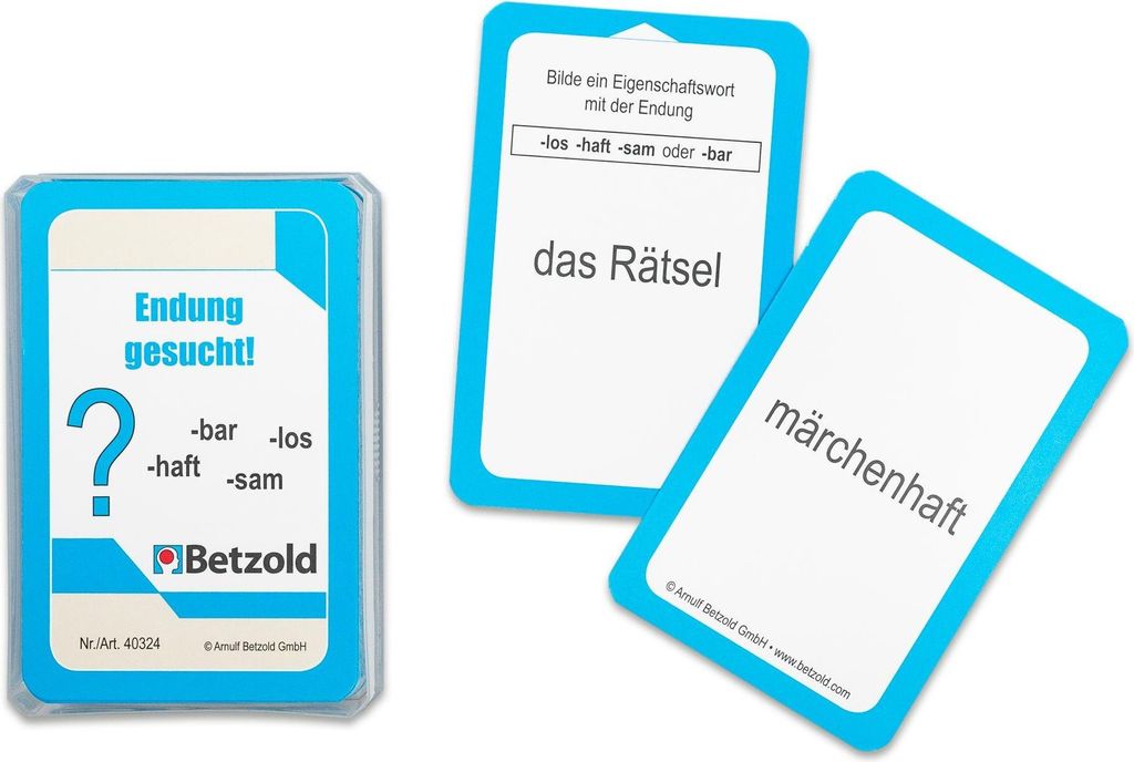 Betzold Endung gesucht - Karten für den Magischen Zylinder, Kartenset für Selbstständiges Lernen