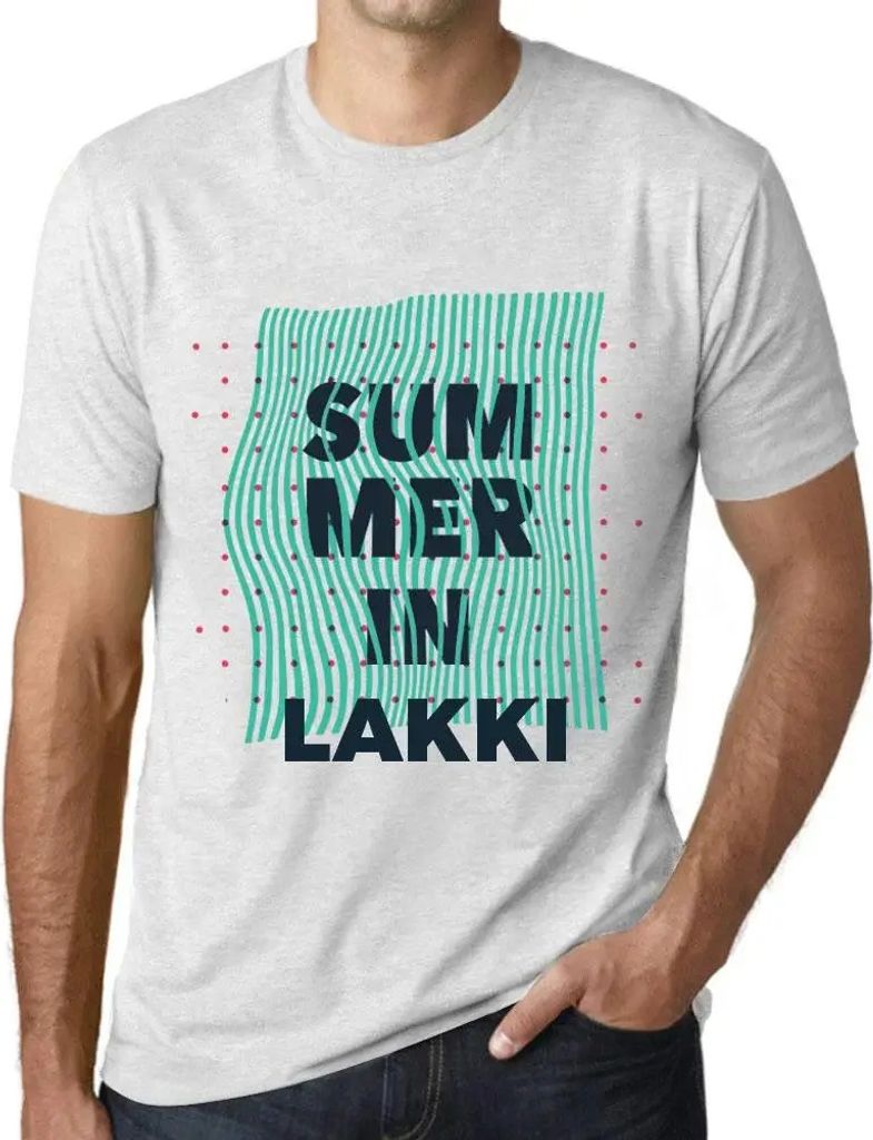 Herren Grafik T-Shirt Sommer in Lakki – Summer In Lakki – Öko-Verantwortlich Vintage Jahrgang Kurzarm Lustige Druck Geburtstag Geschenk Mann