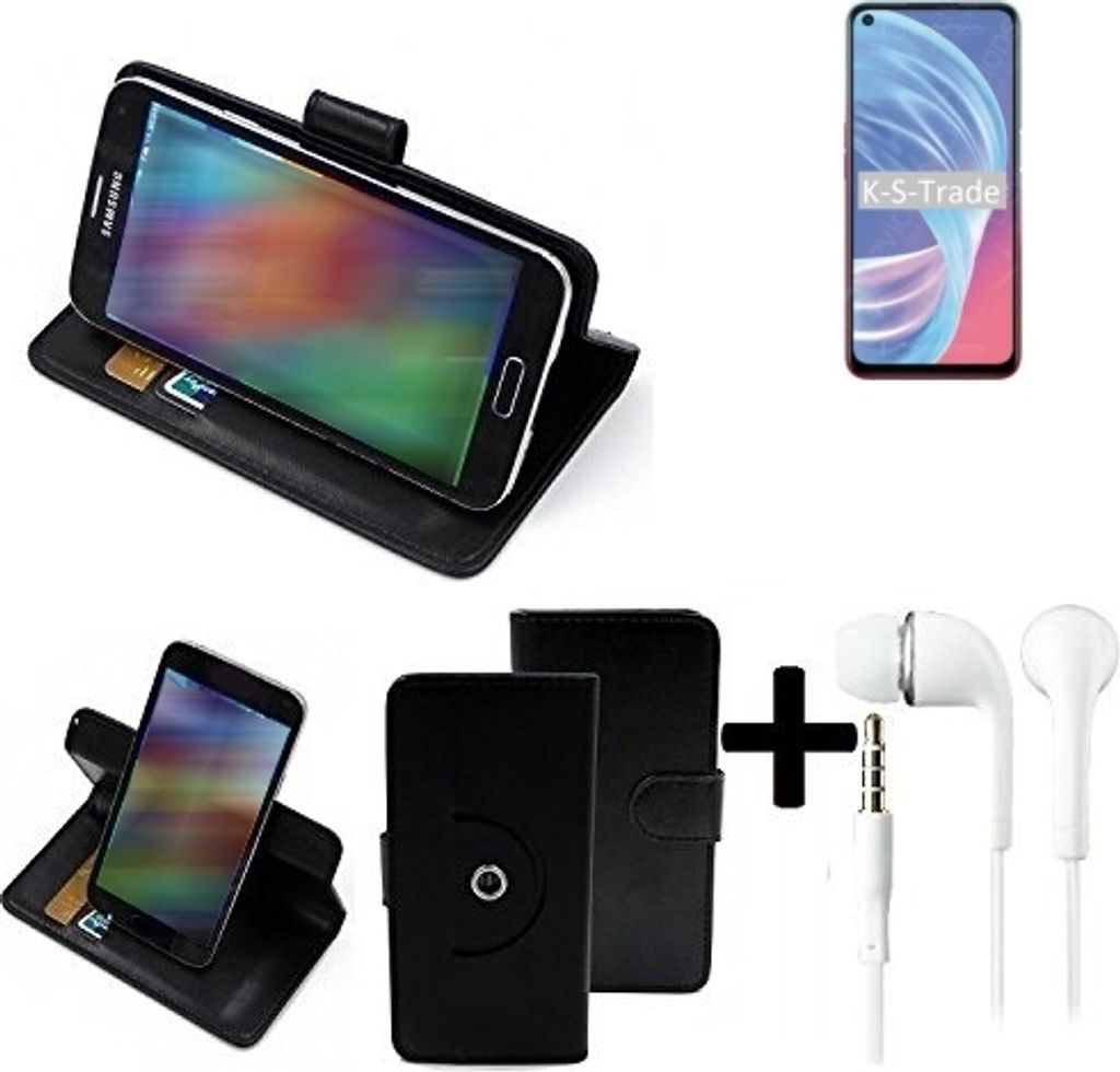 K-S-Trade Handy Hülle Schutz Hülle + Kopfhörer kompatibel mit Oppo A73 5G Handyhülle Flipcase Smartphone Cover Handy Schutz Tasche Walletcase