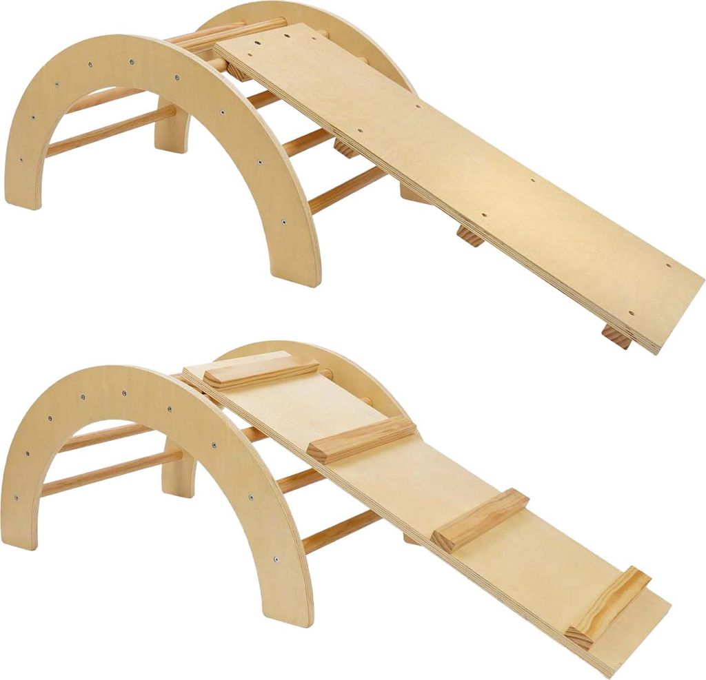 Kletterbogen aus Holz mit Rutschenset