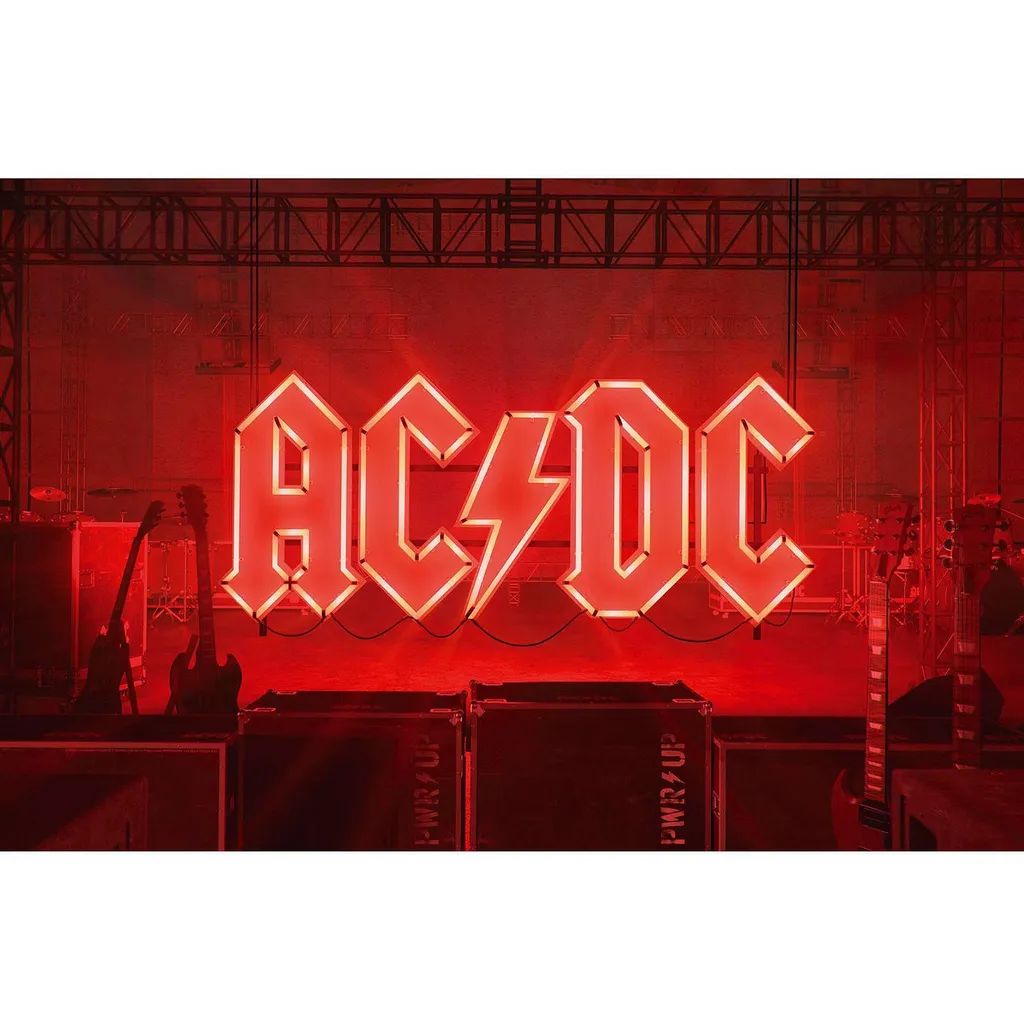Poster AC/DC PWR-UP officiel en polyester RO9016 rouge 70 x 106 cm
